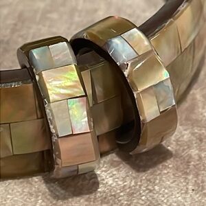 Mother of Pearl Bangle Bracelet & Matching Earrings Set